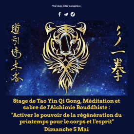 Stage du 5 mai 2024  : Stage de Tao Yin Qi Gong, Méditation et sabre de l’Alchimie Bouddhiste