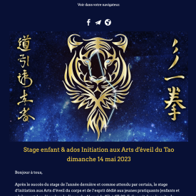 Stage du 14 mai 2023  : Stage enfant & ados Initiation aux Arts d’éveil du Tao